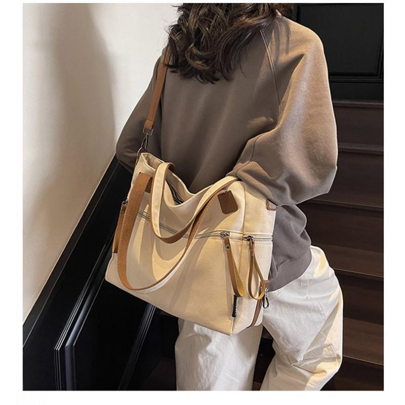 New Cloth Bag Korean Style Fashionable Large-capacity Simple All-matching Tote Casual Portable One-shoulder Cross-body Trendy