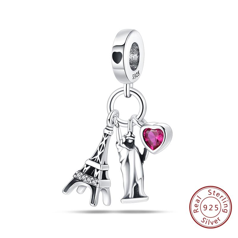 New Copper Charms Eiffel Tower Famous Scenic Spot Souvenirs Beads Fit Original Bracelets Fine Diy Jewelry Gifts