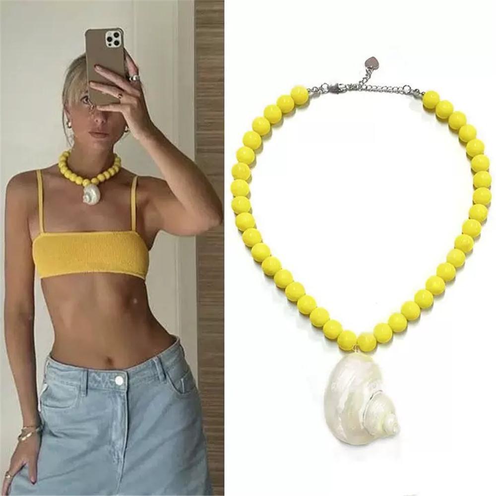 Retro Unique Natural Conch Shell Pendant Necklace Vacation Style Fashion Elegant Women's Jewelry Accessories