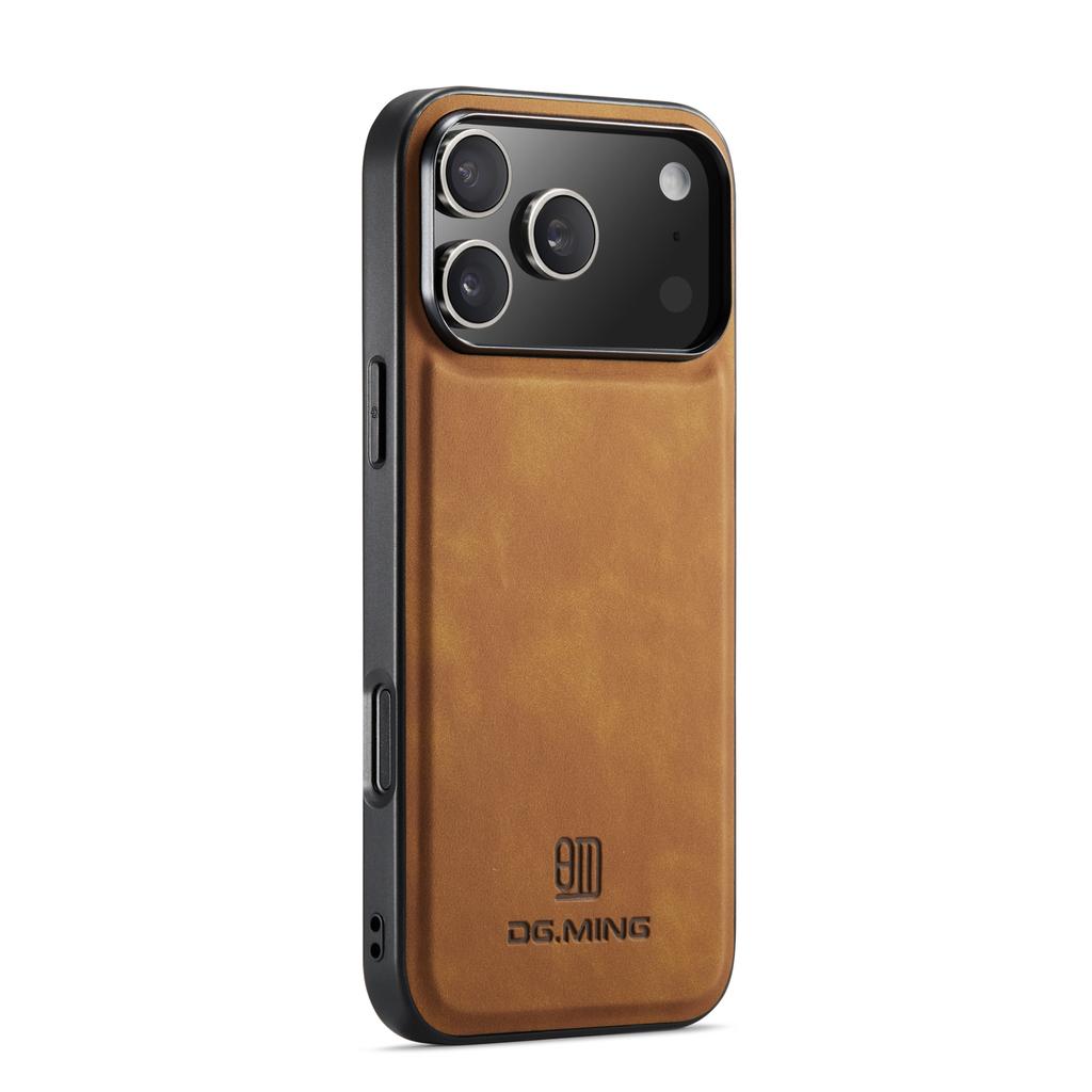 DG.MING For iPhone 17 Pro Case PU Leather Covered PC+TPU Hybrid Phone Shell