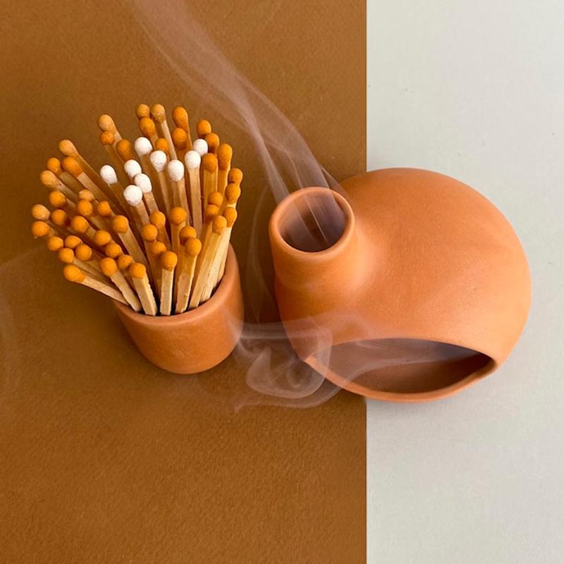 Cone Incense Burner Home Furnace Yoga Palo Santo Holder Ceramic Censer For Farmhouse Housewarming Dining Room Bedroom Office