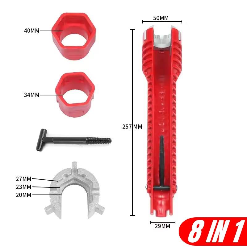 5/8 In 1 Multifunctional Sink Faucet Wrench Bathroom Anti-Slip Double Head Wrench Water Heater Plumbing Universal Repair Tool