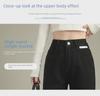 Black High-Waist Leather Straight-Leg Denim Pants - Women's Loosely Fitted Autumn Design