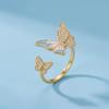 Enamel Butterfly Open Ring Delicate Finger Jewelry Butterfly Zircon Ring  Ladies Jewelry