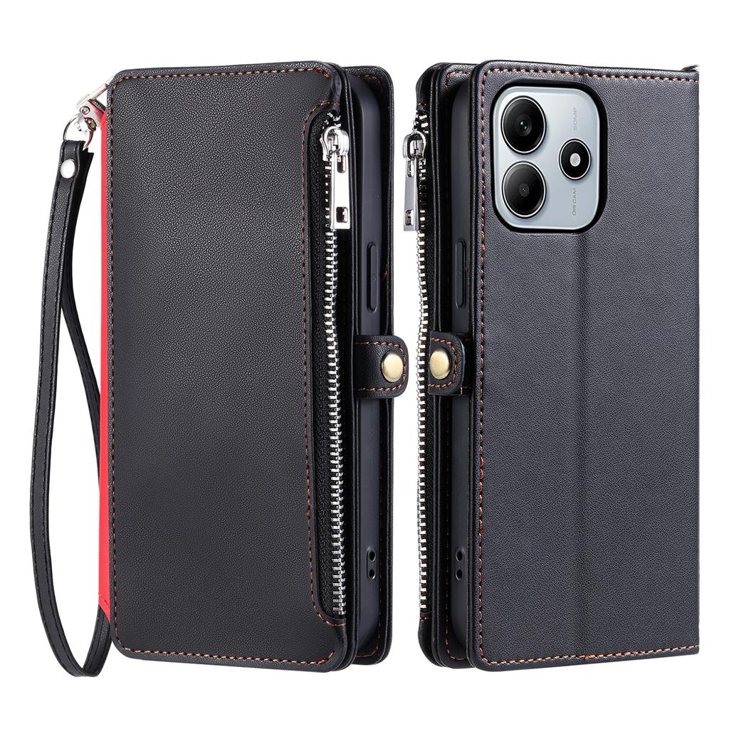 015 Styl Dla Xiaomi Redmi Note 14 5G Etui TPU+Skóra PU Portfel Pokrowiec na Telefon z Paskami