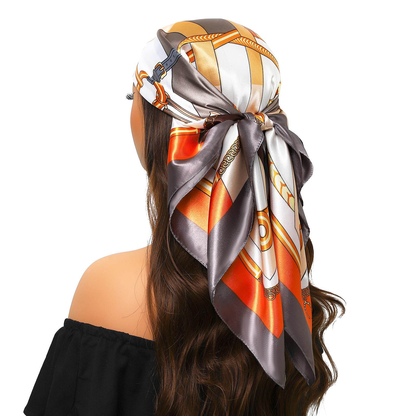 

Popular Shawls Europe And America Fashion Bandannas New Print Sunscreen 90X90Cm Kerchief Four Seasons Luxury Square Silk Scarves 90X90cm