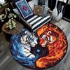 Yin Yang Tiger Round Area Rug,Carpet Rug for Living Room Bedroom Sofa Playroom Decor,Non-slip Floor Mat