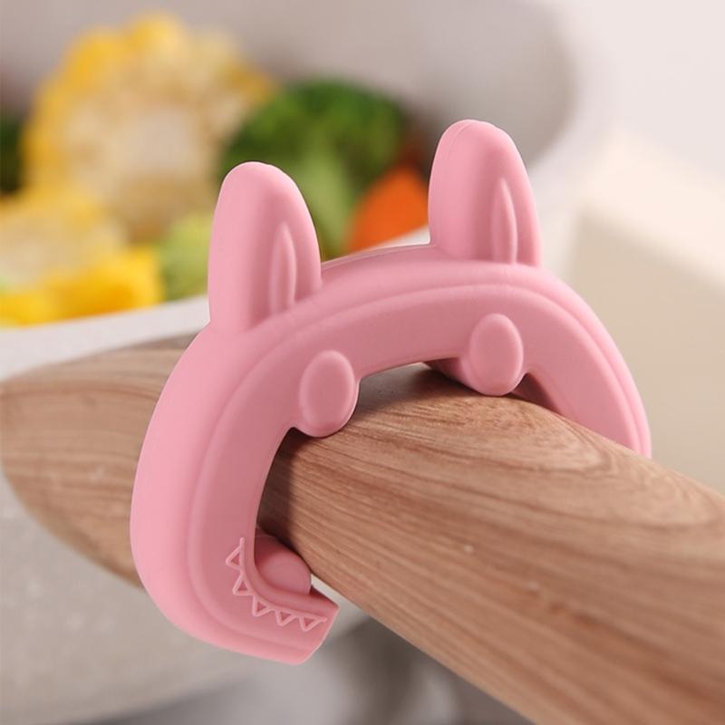 Cute Cats Ear Silicone Spatula Spoon Holder Heat Resistant Kitchen Tool Organizers Adjustable Clip For Cooking Utensils