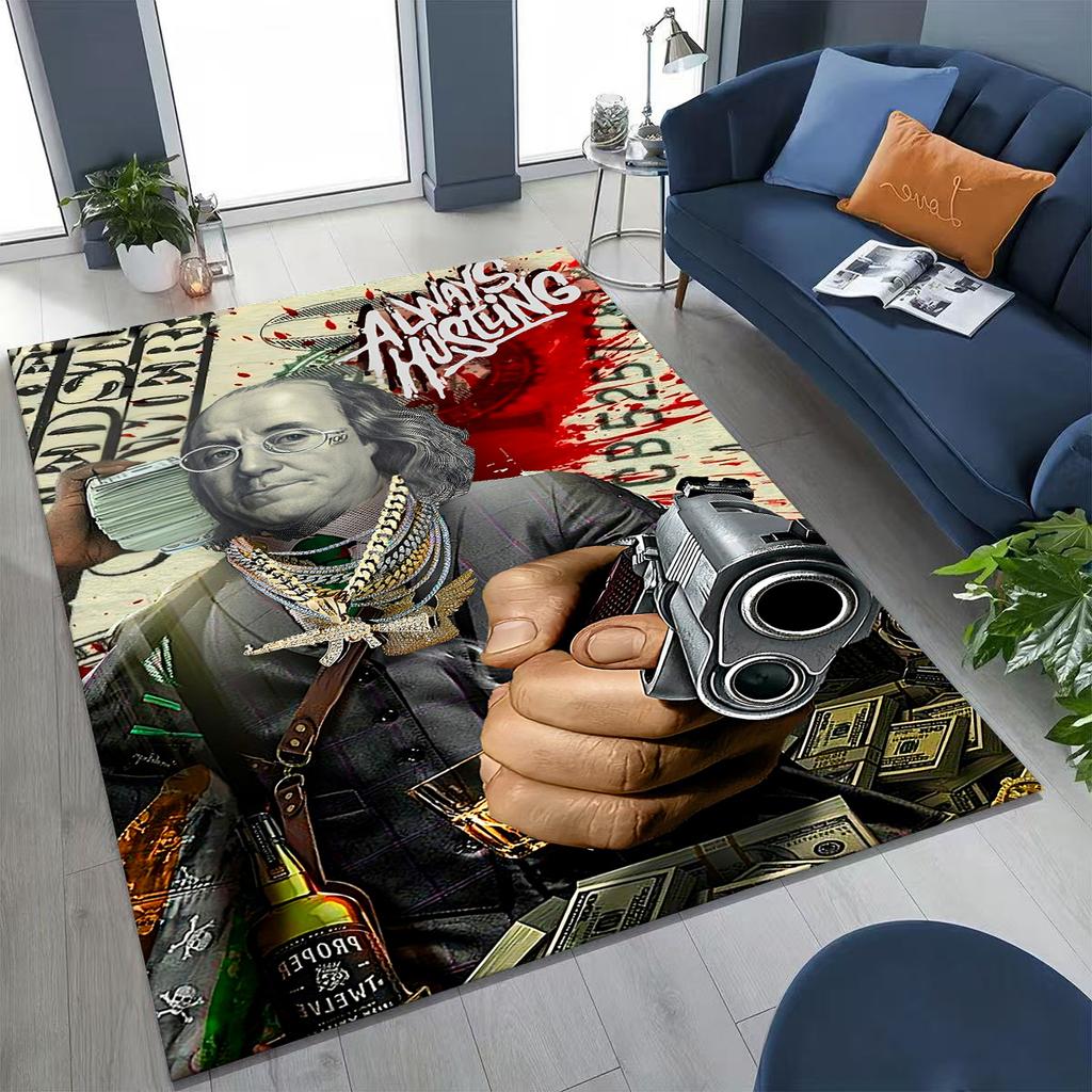 3D Personality Money USD Euro RICH Pattern Rug for Bedroom Living Room Sofa Home Doormat Decor,Large Kid Play Non-slip Floor Mat