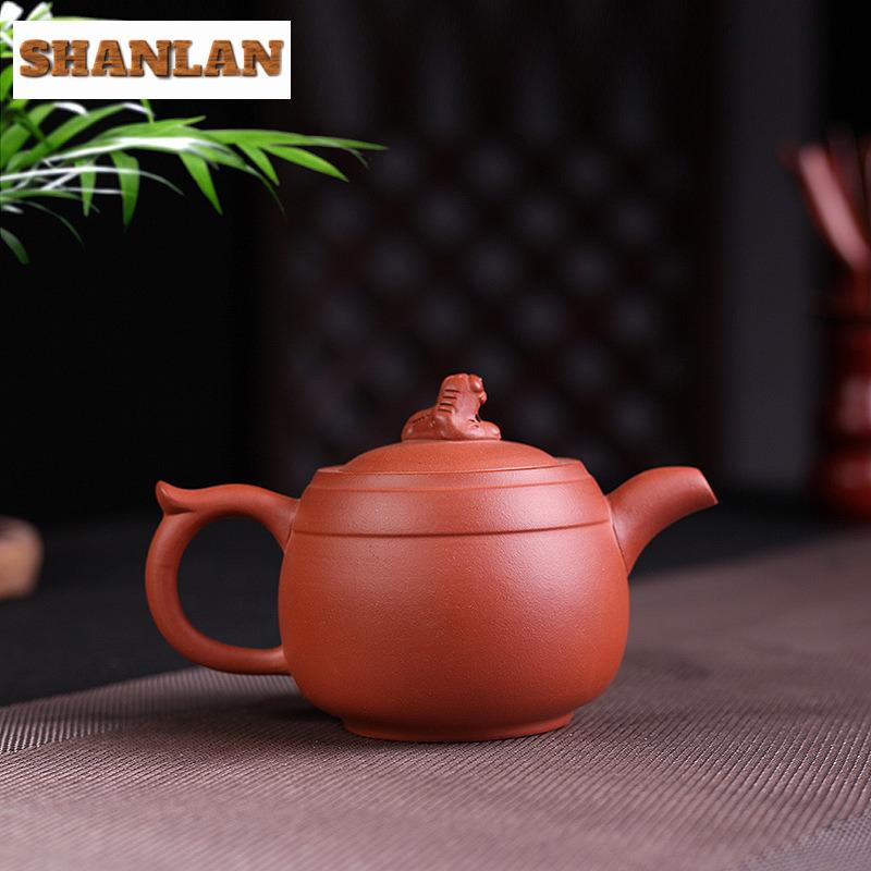 260ml Yixing Purple Clay Teapots Handmade Auspicious Beast Pot Raw Ore Red Clear Water Mud Kettle With Filter Zisha Tea Set Gift