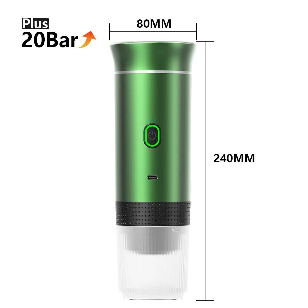 

Wireless Electric Portable Espresso Coffee Maker for Car & Home, 3-in-1 Travel Coffee Maker for Camping with Capsule and Powder