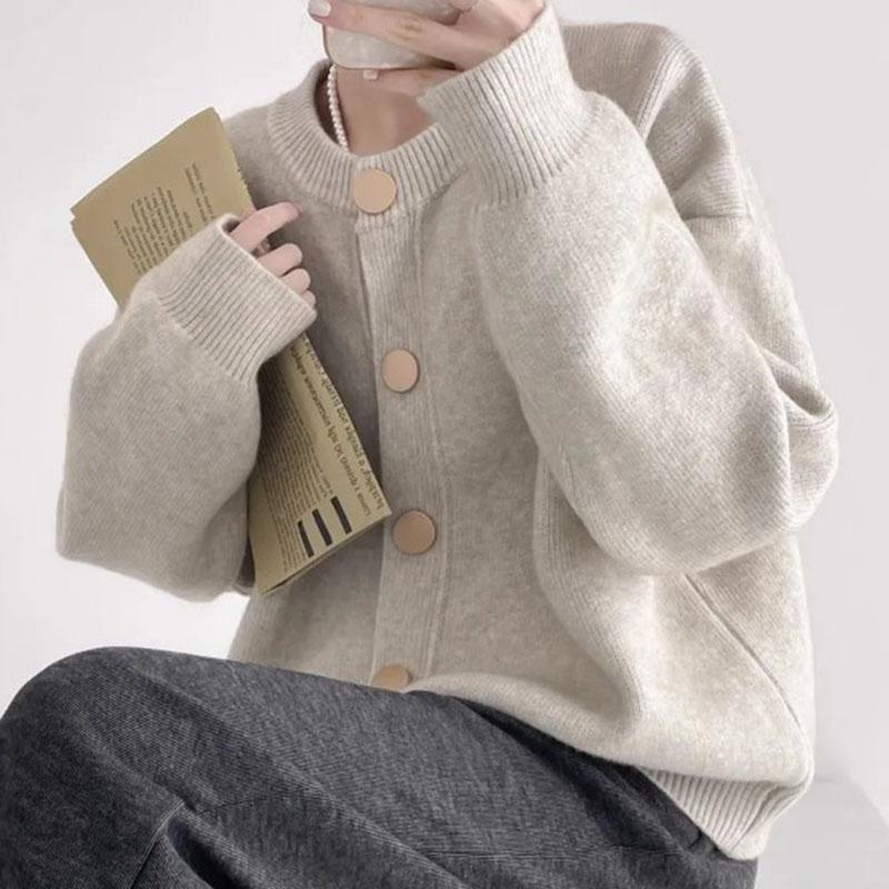 Maglioni Cappotto Cardigan da Donna Invernali Oversize Pile Ispessito Monocolore Larghi Manica Lunga Maglia Maglioni Cappotto