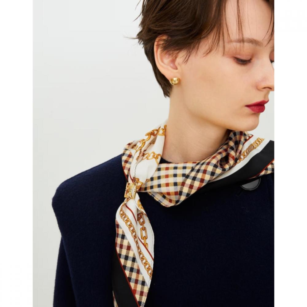 Daks Triangle Scarf Ring Set Ivory Chain Print Dcsc6f824iv Single option