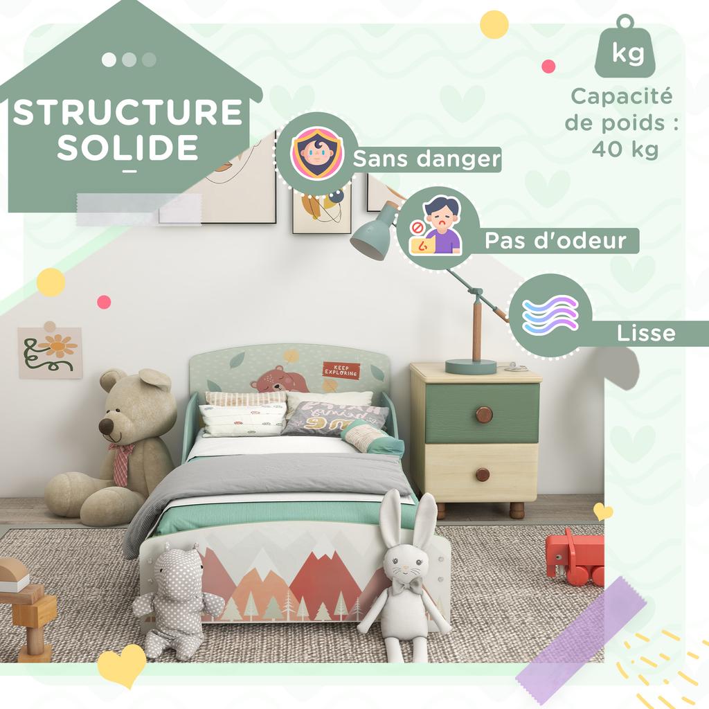 Toddler Bed Frame, Kids Bedroom Furniture for Ages 3-6 Years, Green
