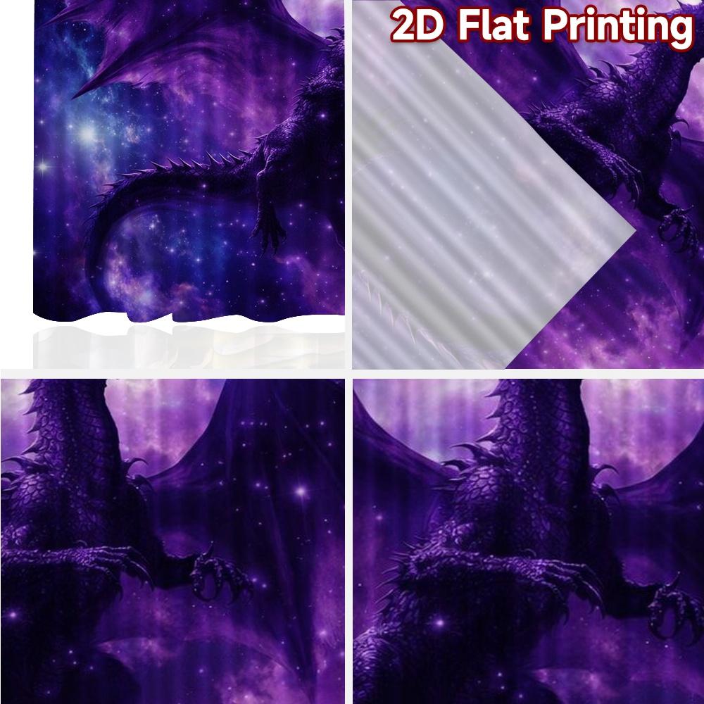 2D FLAT PRINTING 2pcs Curtains (Without Rod) Majestic Purple Dragon Popular Curtains&Window Treatment Polyester Curtains