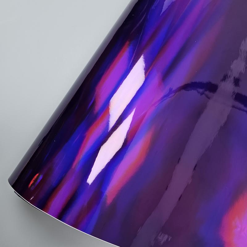 

High Glossy Holographic Purple Vinyl Wrap Chrome Vinyl Auto Stickers for Car Sticker on the Hood Wrapping Foil Car Film Cover 20cm X 152cm фіолетовий