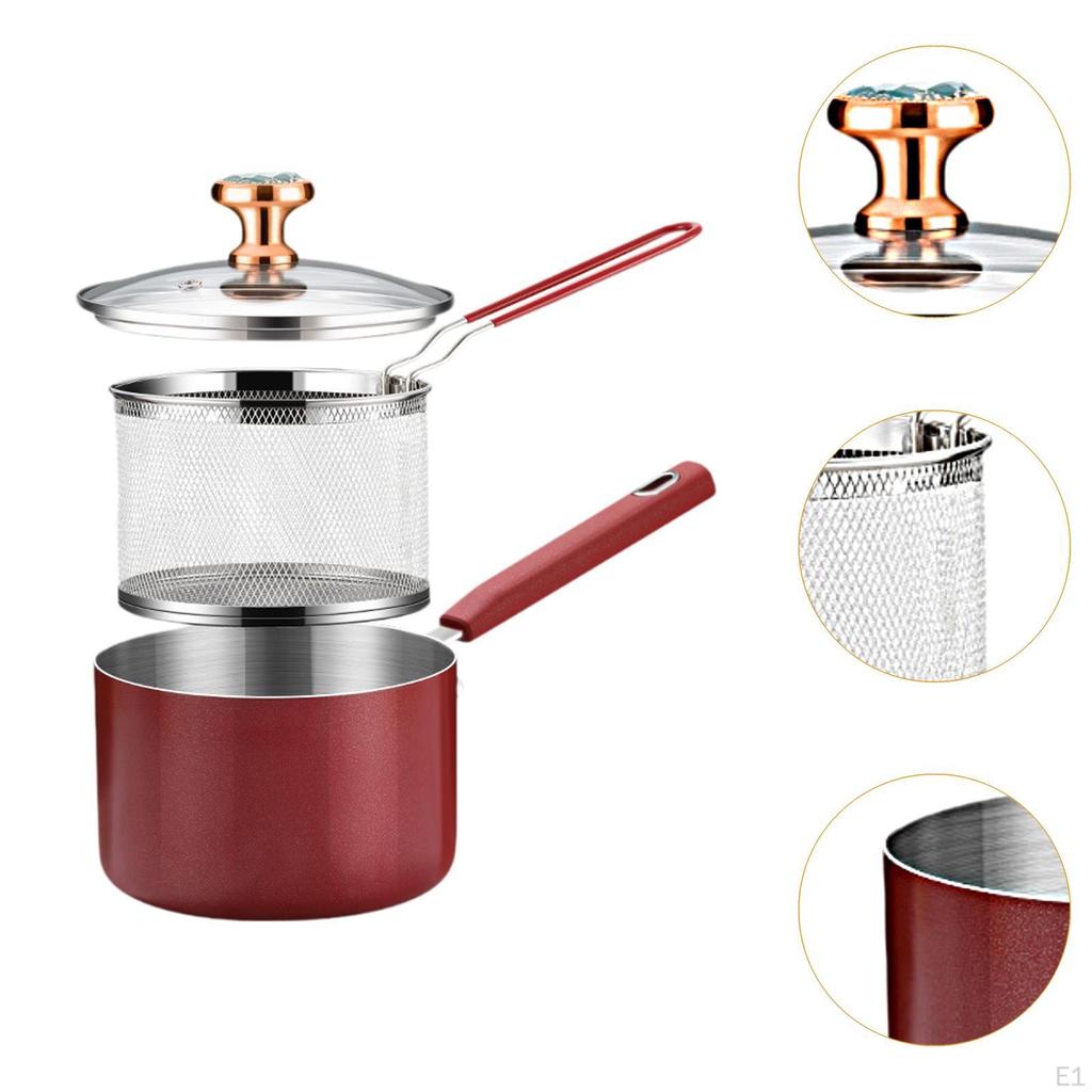 Multipurpose Deep Fryer Pot Frying Pot,Small Cookware,Japanese Tempura for Party