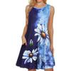 Women Sleeveless Dress Floral Print Ladies Oversized Round Neck Loose Soft Comfortable Holiday Summer Dress