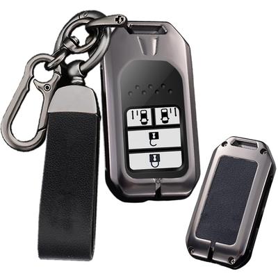 Ontto Honda Smart Key Hülle, Schlüsselabdeckung, Schlüsselhalter, Aluminiumlegierung + Leder, Passend