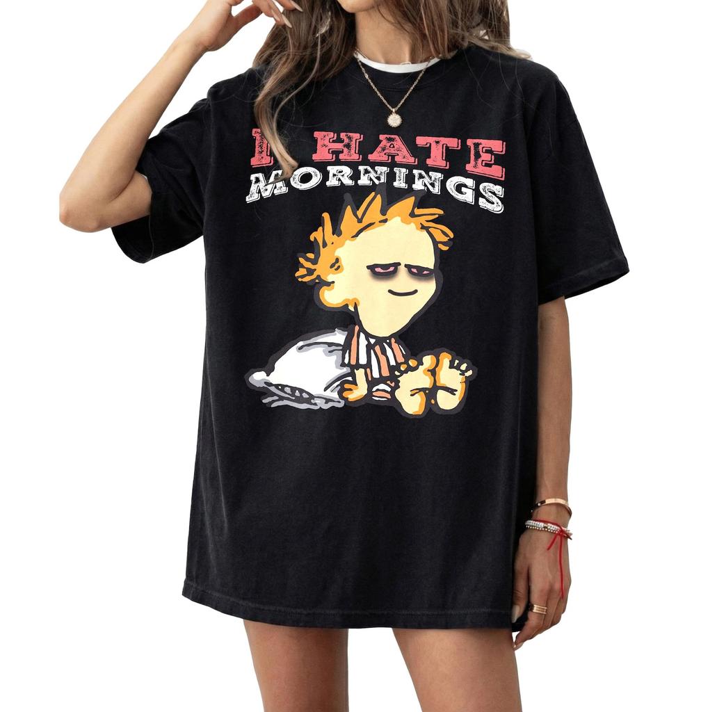 Ik Haat Ochtenden T-shirt, Retro Cartoon Shirt, Trendy T-shirt, Y2k Kleding, Vintage 90s Tee