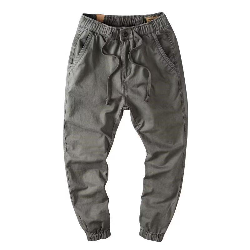 Herren Schwere Retro Einfarbige Bündchen Freizeithose für Frühling und Herbst - Japanischer Khaki Arbeitsstil