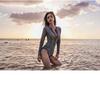Women's Long Sleeve Korean Wetsuit One-Piece Swimsuit with Sun Protection