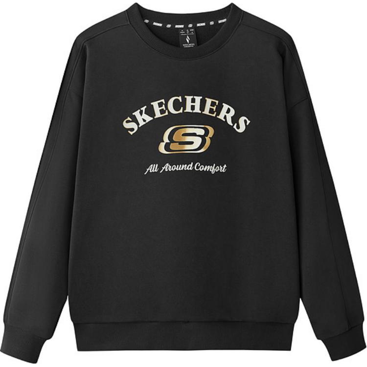 Skechers Simple Versatile Comfortable Long Sleeve Sweatshirt Unisex sweatshirt Carbon-Black L125U077-0018 S