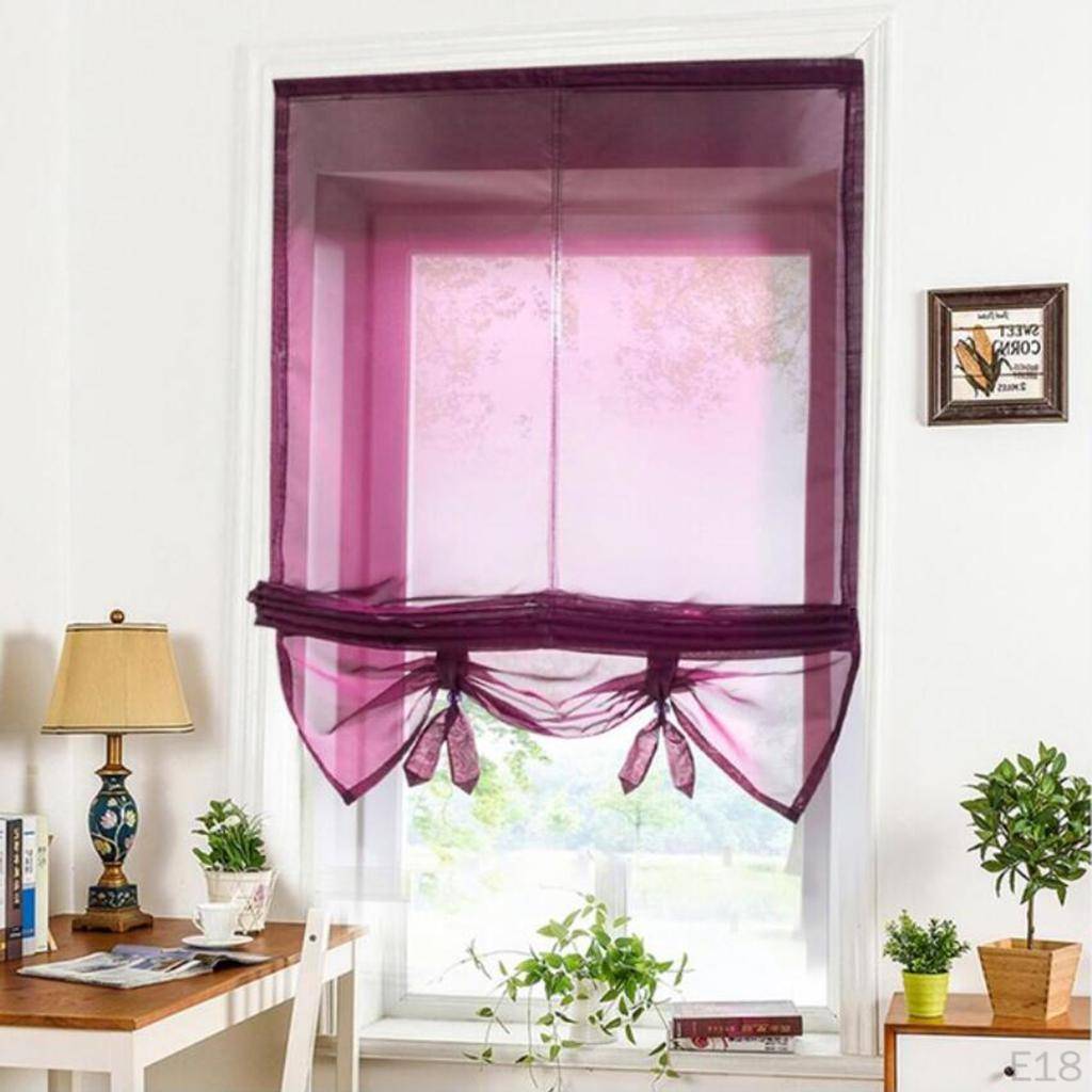 Elegant Curtains, Adjustable Tie-Up Shades, 1 Panel Windows