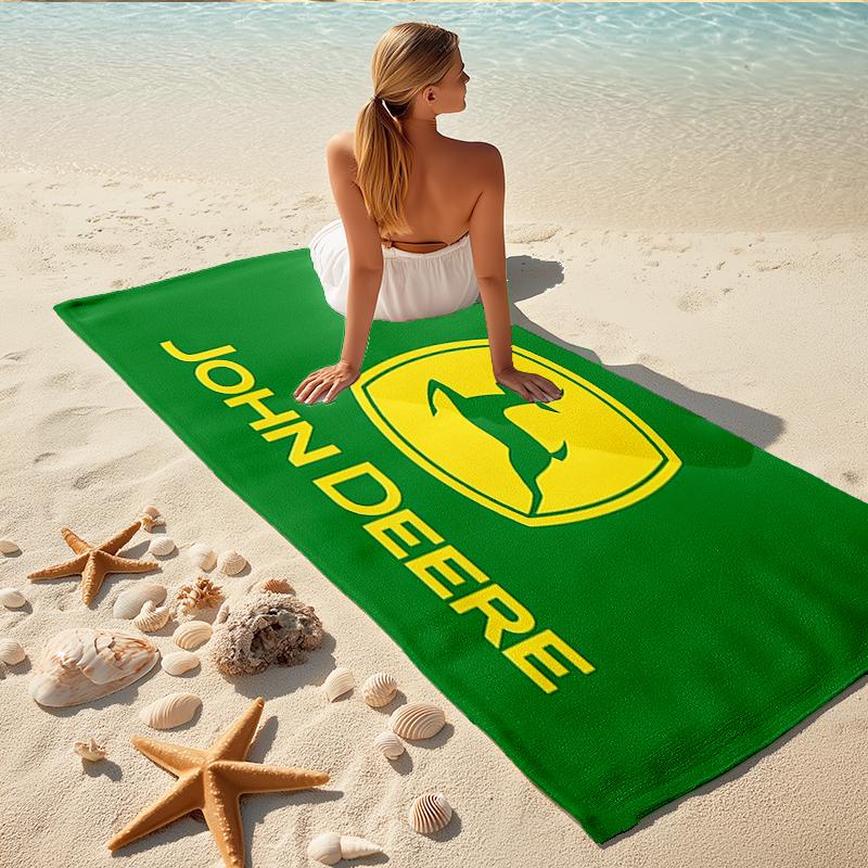 1Pc John Deere Logo Beach Towel, Quick Dry, Multi-Use for Beach Pool Gym Yoga Home Travel, Christmas, Halloween, Xmas Gift M928884