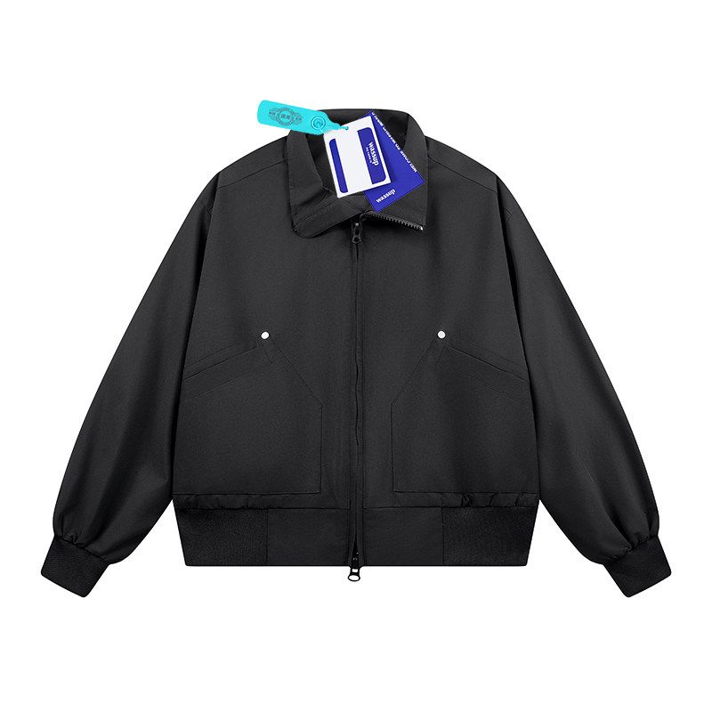 Wassup American Retro Simple Solid Color Versatile Jacket for Men and Women, Short Style for Spring and Autumn, Cool High Street Stand Collar Coat