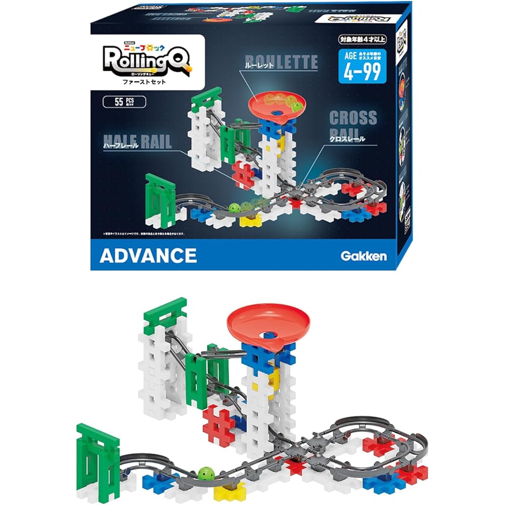 

Gakken New Block Rolling Queue First Set 55 Pieces 14 Types for Ages 4 and Up