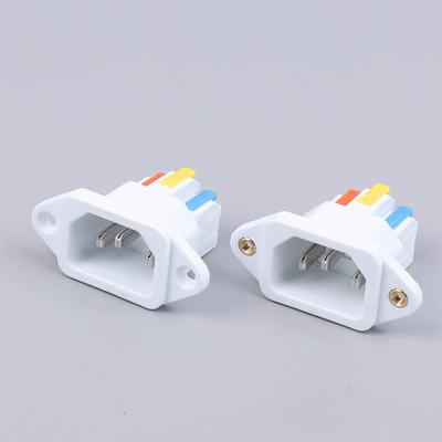 Prise Secteur Mâle 3 Broches IEC C14 Connexion Rapide Pression Alimentation de Charge Prise 3 Conducteurs Mâle 250V 10A Installation Facile Connecter