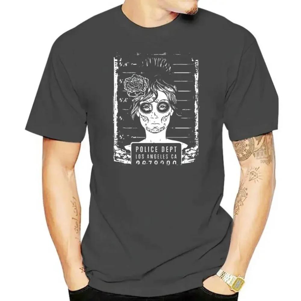 

2022 Новые мужские футболки Busted Day of The Dead Mugshot Inspired для мужчин XXXXXL серый