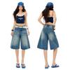 Wrinkle 3D Whisker Washed Loose Straight Slimming Wide Leg Cropped Capri Denim Pants For Women Versatile FigureFlattering AllMatch Daily Bottoms