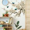 Creative Pear Blossom Branches and Little Bird Background Decorative Wall Stickers for The Living Room and Study