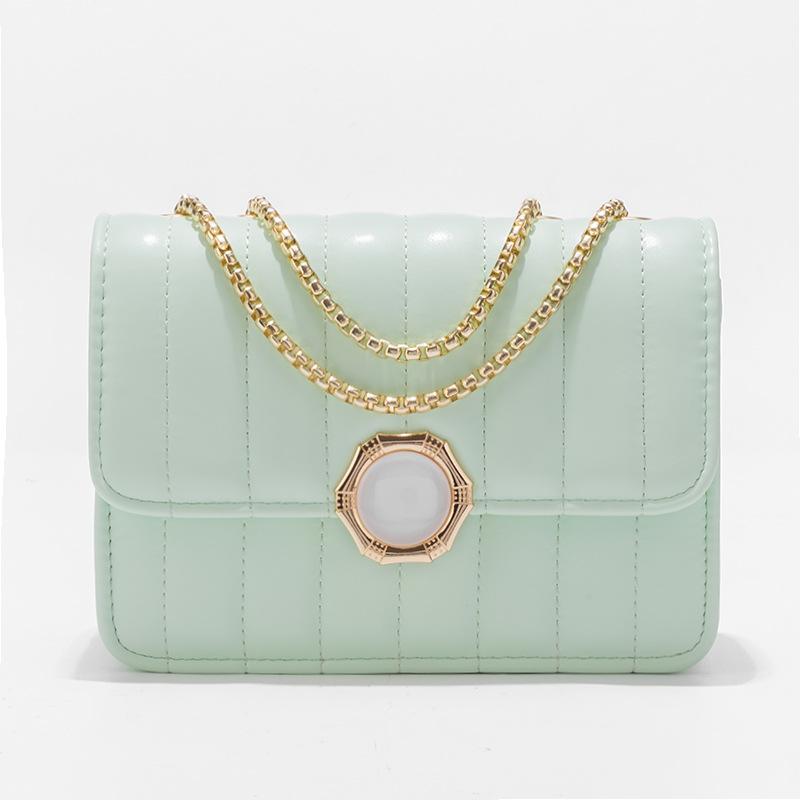 

Trendy fashion pearl magnetic buckle sewing line small square bag versatile women s bag светло-зеленый