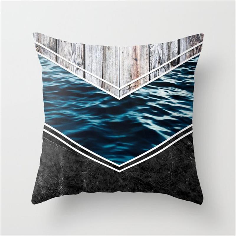 

Современная скандинавская геометрическая деревянная мраморная наволочка, чехол для подушки, фермерский дом, диванная подушка, домашний декор 40x40cm