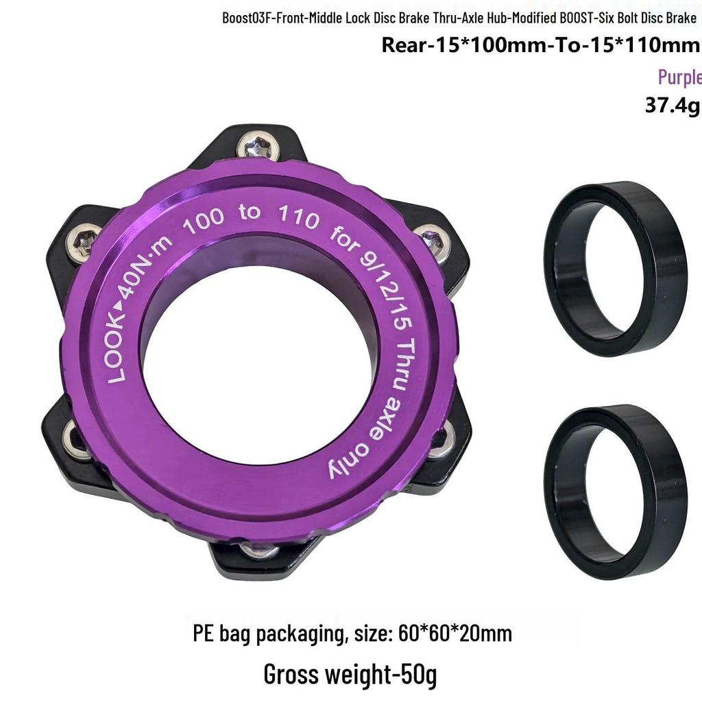 BOOST Center Lock Disc Brake Hub Conversion Kit: Front 100mm 15x110mm Rear 142mm 12x148mm with Washers/Spacers.