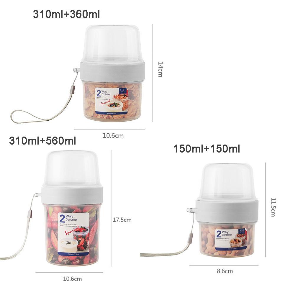 2Layer Yogurt Salad Sealed Box Portable Lunch Bowl For Cereals Snack Sealed Jars Fruit BentoTuppers Food Nut Yogurt Bowl Cup 1PC