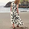 Women Sleeveless Floral Print Pocket Dress Casual Summer Loose Fit Midi Length Comfortable Lightweight Dress