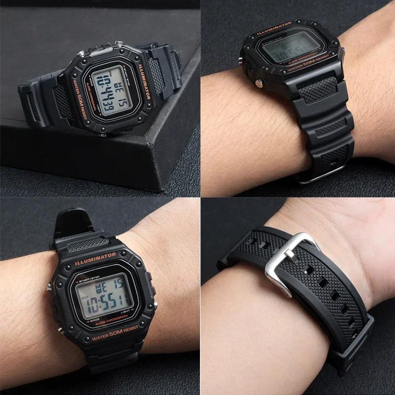 Watch Band accessories are suitable for Casio Watch W-218h / F-108 AE1200 / 1000 / 1300 resin silicone watch straps 18mm
