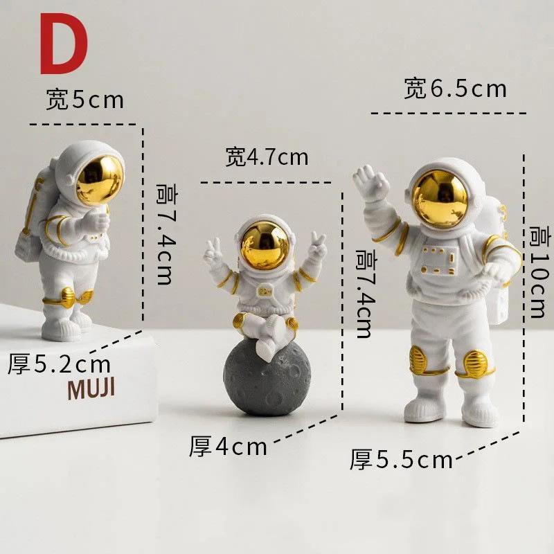 3Pcs/set Astronaut Figure Statue Figurine Spaceman Sculpture Educational Toy Desktop Home Decoration Model for Kids Gift