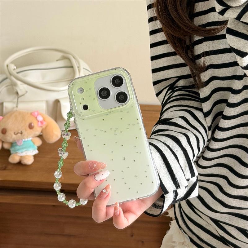 Gradient Green Stars Case for iPhone 17/16 Pro Max/15 Pro - High-End Feel