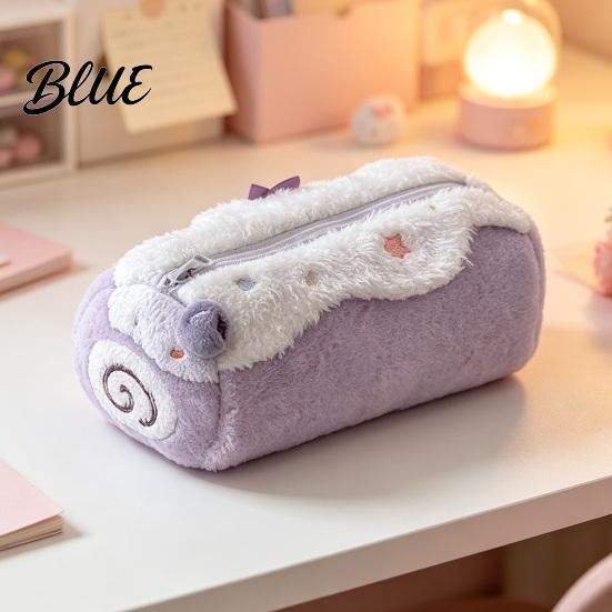 Flauschige hautfreundliche Federtasche Kuchenrollen-Etui Niedliche Plüsch-Kosmetiktasche