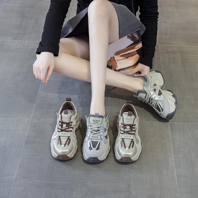 Daddy Shoes Girl 2025 New Popular Lace-up Trend Ins College Style Sports Versatile Platform Fashion Women's Shoes