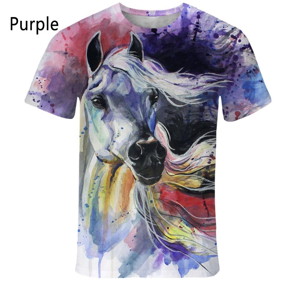 Neues Mode Tier Pferd 3D Gedrucktes T-Shirt Herren und Damen Sommer Lässig Kurzärmelig Harajuku Street Shirt Tops