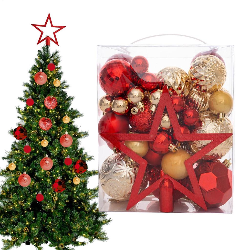 3-8cm 50pcs Christmas Ball Ornaments Star Shaped Tree Top Christmas Tree Party Decoration Set Christmas Spheres Pendant