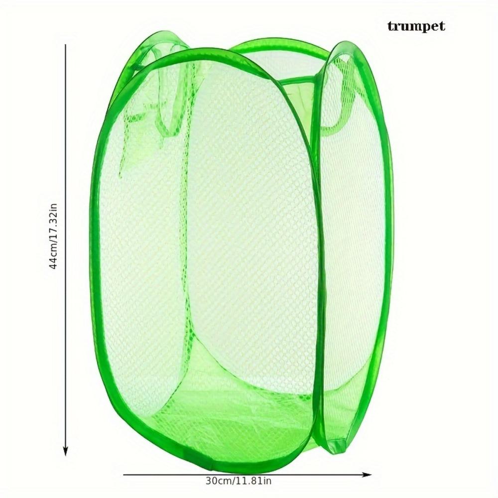 

1 шт. Раскладная сетчатая корзина для белья, складная переносная корзина для стирки белья, корзина для хранения домашних носков, нижнего белья, игрушек и всякой всячины зелёный