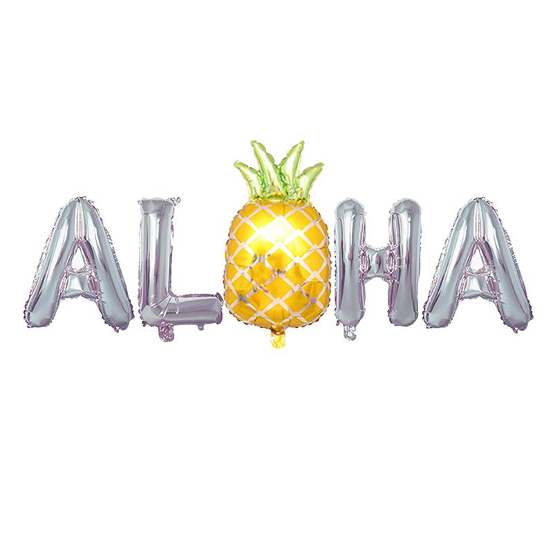 Hawaiian Letter Foil Balloon Pineapple Decorative Balloon Set Rose Gold Balloon