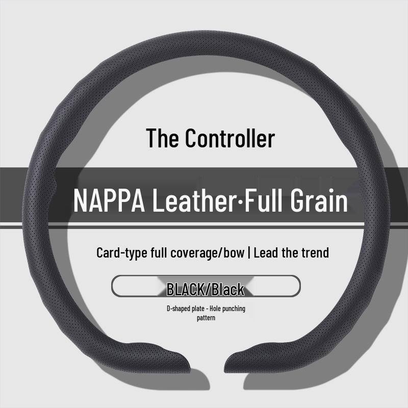 Premium Nappa Leather Steering Wheel Cover - Anti-Slip, Breathable, Ultra-Thin, All-Season